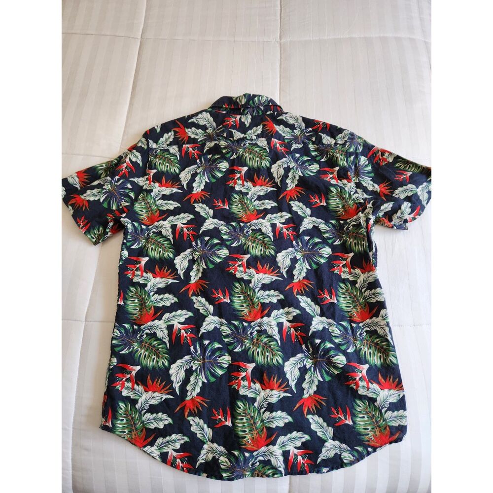 Banana Republic Men's M Slim Fit Linen Tropical Hawaiian Button Down Shirt